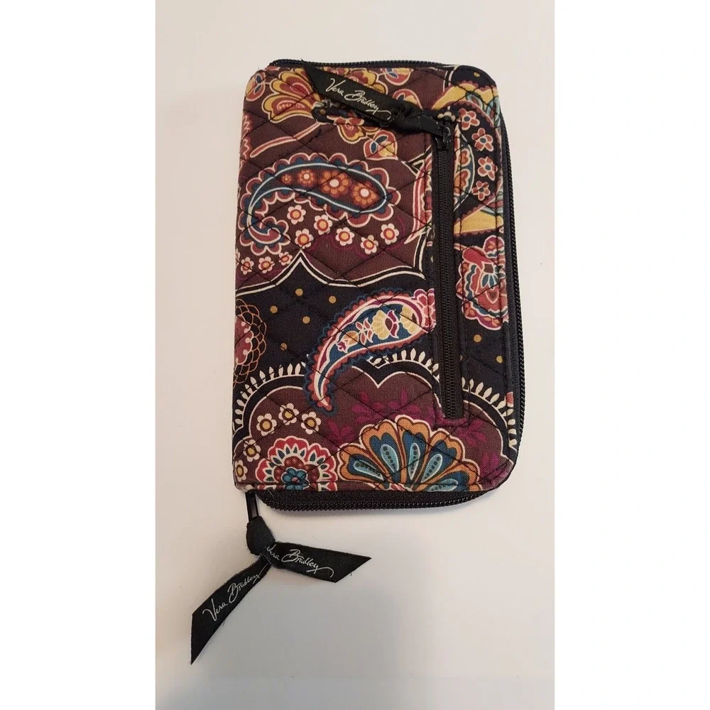 Vera Bradley Provençal Paisley Zip Around Accordion‎ Wallet Checkbook Case 8x5